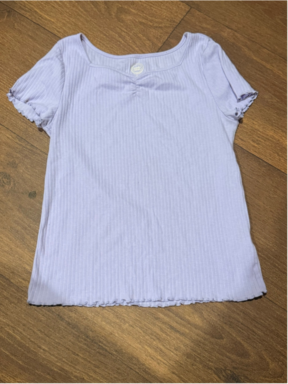 Girls Wonder Nation Short Sleeve Ribbed Tee Purple Size L (10-12)